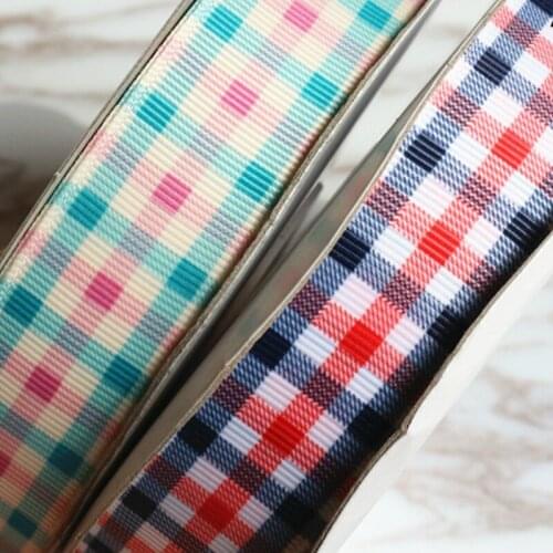 ZERZEEMOOY 25mm 1" 50yard/rolls Color grid Grosgrain ribbon handmade DIY head wear ribbon bow garment accessories paper spool