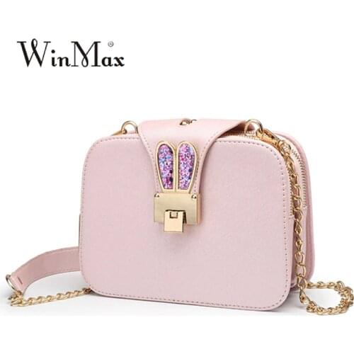 Winmax Female fashion shoulder bags Women Chain Strap Crossbody Ladies Handbags Rabbit Ears Girls Clutch Crossbody Messenger Bag