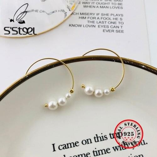 SSTEEL Earring For Women 925 Sterling Silver Drop Earring Pearl Earings Korean Gold Earing Boucle Doreille Femme Fine Jewellery