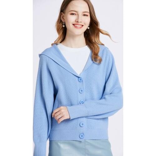 Women Cardigan Sweater Hooded 2021 Short Preppy Style Campus Student Cardigans Knitted Soft Female Jumpers Loose Top Outfits