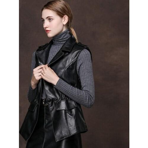 Womens Vest Genuine Leather Spring Autumn Jacket Women 100% Sheepskin Coat Female Korean Blazer Chaqueta Mujer