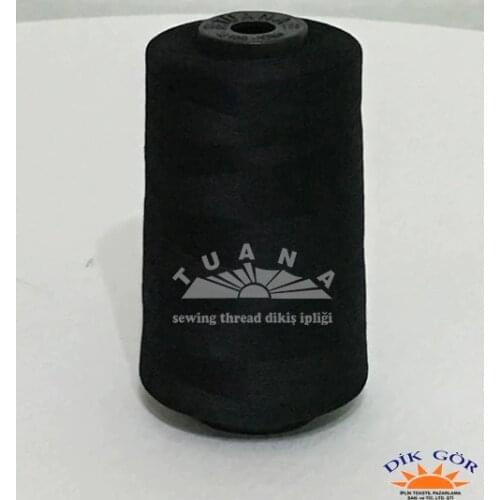 120 number Black Polyester Sewing Thread 100 Polyester Sewing İpliğidir. Plastic spool 5000 yards as being wrapped