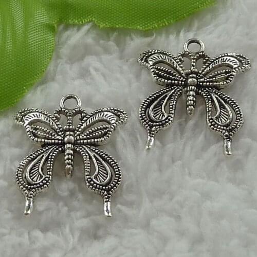 152 pieces antique silver butterfly charms 26x23mm #3294