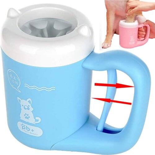 Dog Paw Cleaner Cup 2 in 1 Semi Automatic Portable Silicone Brush Pet Foot Washer Cup Dogs Accessories 360 Degrees Cleaning Tool