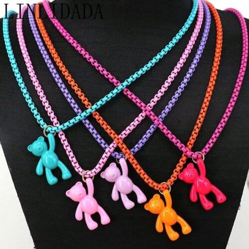 5Pcs Lovely Animal shape Colorful enamel charm pendant Necklace For Women Girls Jewelry