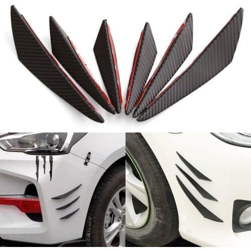 6pcs/set Universal Front Bumper Lip Decoration Diffuser Splitter Fins Body Spoiler Canards Valence Chin Car Tuning Canard