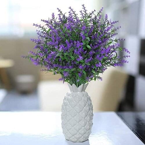 8Pc Artificial 5Fork Lavender Plastic Flower DIY Bouquet Wedding Decoration Home Display Fake Flowers Interior Flower Pots Decor