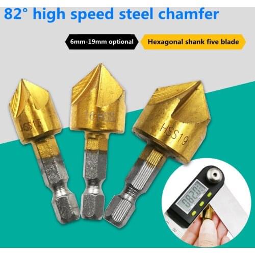 82 degree countersunk chamfer drill bit hexagonal handle woodworking tool corner bevel cutting knife deburring tool