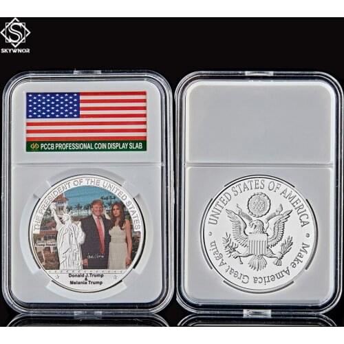 USA Donald Trump of 45th President With First Lady 1OZ Gold/Silver Value Token Coin W/ Capsule Display