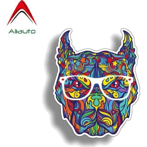 Aliauto Personality Car Sticker Graffiti Pitbull Dog Head Waterproof Sunscreen Anti-UV Cover Scratch Decal PVC,9cm*12cm