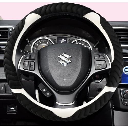 Flannelette Car Steering Wheel Cover 15 inch/38cm for Suzuki Swift Grand Vitara Ertiga SX4 Alto Ciaz Dzire APV S-Cross Ignis