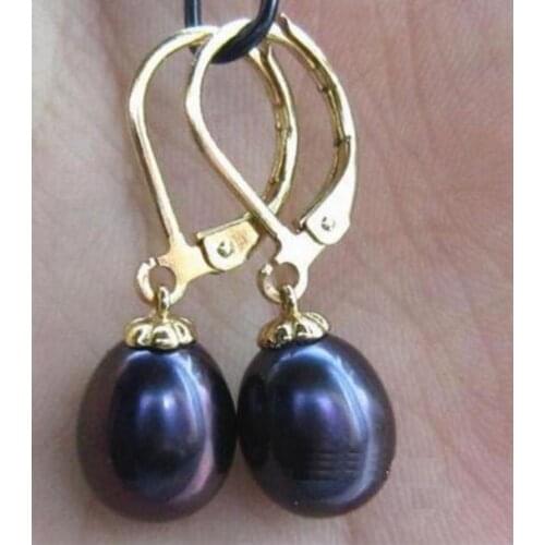 Free Shipping HUGE AAA 11-14MM DROP SOUTH SEA BLACK DANGLE PEARL EARRING