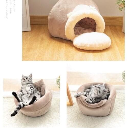 Warm Multi-purpose Cat Bed Foldable Plush Cat House Jar shaped Cave Thickened Pet Bed
