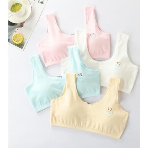 4pcs Girl Sport Training Bra Soft Teen Underwear Puberty Clothing Kids Adolescente Bra Tops Crop Wireless Seamless 9-18Years