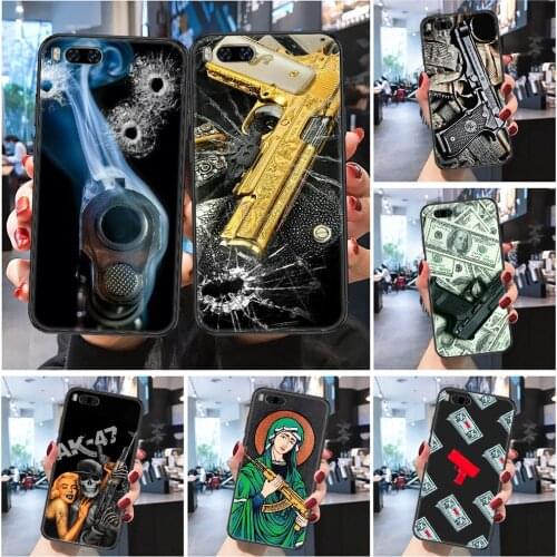 AK47 Gun firearms Desert Eagle money Phone case For Xiaomi Mi Max Note 3 A2 A3 8 9 9T 10 Lite Pro Ultra Frosted black trend