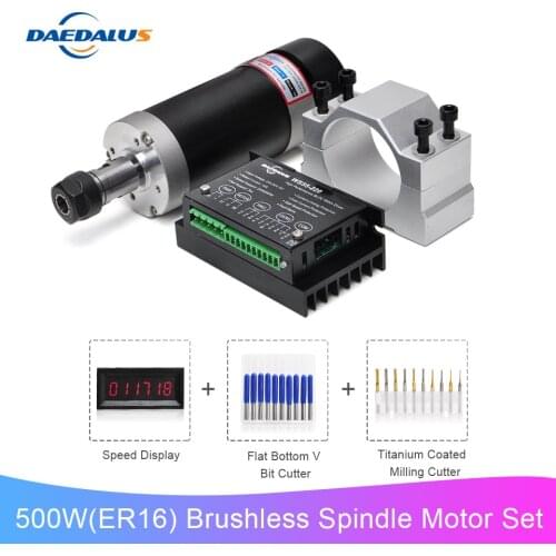 Daedalus 500W CNC Spindle DC Motor ER16 Brushless Spindle for Milling Drilling Machine