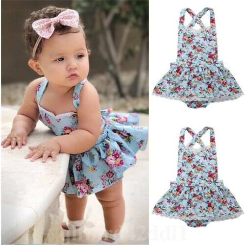 Kids Dresses For Girls Kid Baby Girl Newborn Clothes Cotton Bodysuit Jumpsuit Summer Outfits Set Cotton O-neck Sleeveless