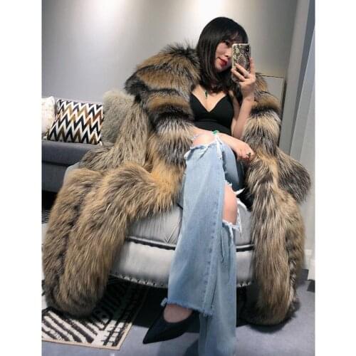 2019 Real Fox Fur Coat Long Style With Turn-Down Collar Winter Natural Fox Fur Jacket Thick Warm Coat