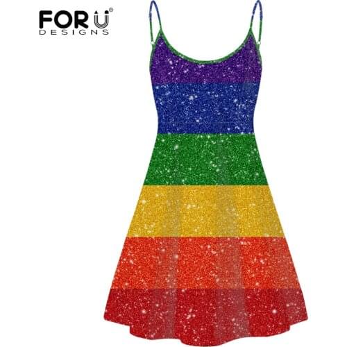 FORUDESIGNS 2020 Brand Design Luxyry Woman Dress Colorful Rainbow Pride One Piece Slip Dresses Sexy Backless Sleeveless Sundress