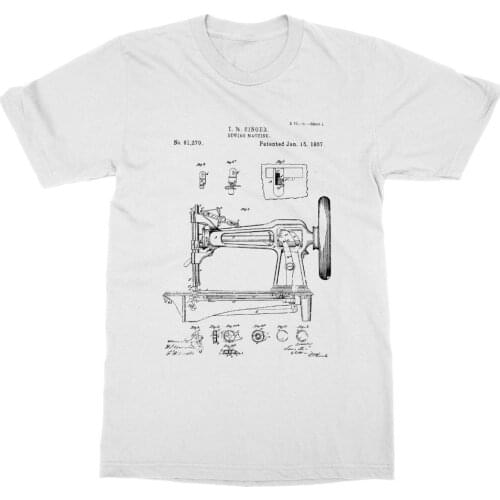 Sewing Machine Patent T-Shirt Pattern Singer Diy Invent New Advance Trademark 2019 Summer T Shirt Men O-Neck Print Tee Shirt