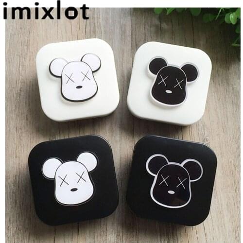 IMIXLOT Cute Lovely Cartoon Patterns Contact Lenses Box with Mirror Travel Lens Case for Eyewear Kit Holder Container
