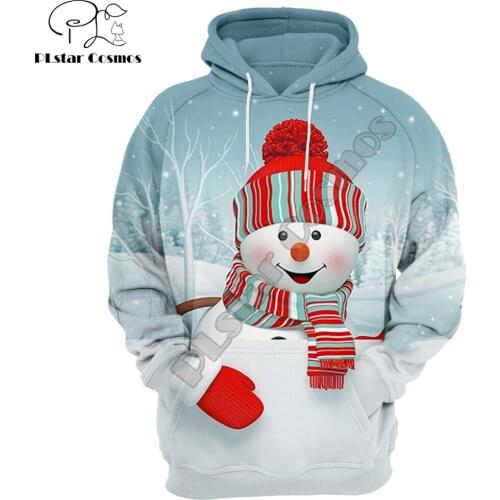 Merry Christmas Autumn Hoodies Cute Snowman 3D Printed Mens Hooded Sweatshirt Unisex Street Zipper Pullover Casual Jacket DW0189