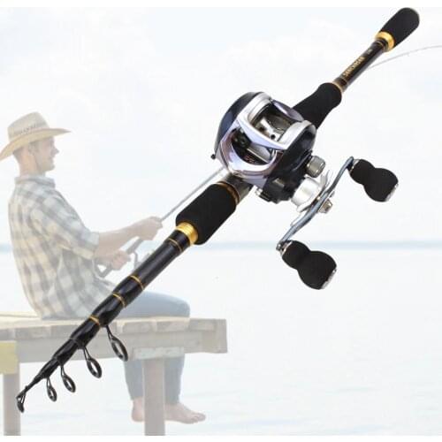 Carbon Rod M power lure 7g -28g 1.8M 2.1M 2.4M 2.7M Portable Telescopic Fishing Rod Casting Rod Casting Reels Set