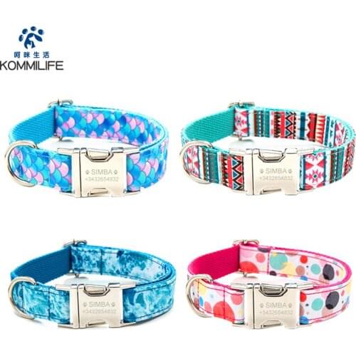 KOMMILIEF Printing Dog Collar Personalized Pet Collar For Dogs With Laser Engraving Dog ID Tags Pet Dog Necklace Collars