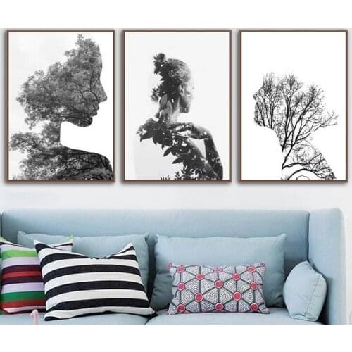 3 Pieces Forest Girl Landscape Wall Art Canvas Painting Nordic Posters And Prints Canvas Poster Wall Pictures For Living Room