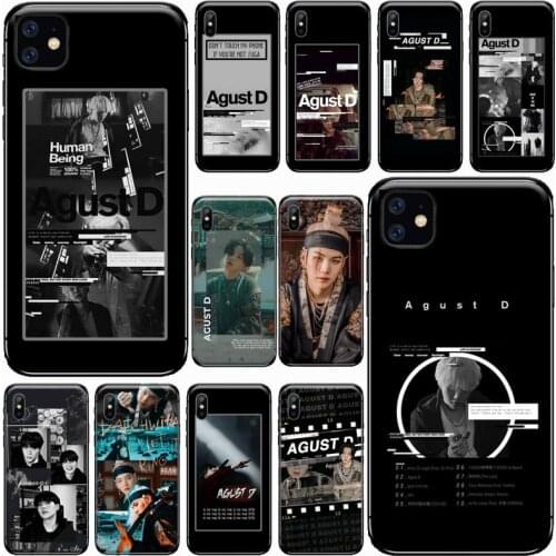 KPOP Agust D Phone Case for iPhone 11 12 pro XS MAX 8 7 6 6S Plus X 5S SE 2020 XR Soft Silicone Shell Cover Funda