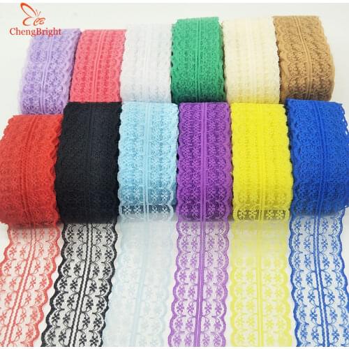ChengBright 10 Yards Lace Ribbon 45MM wide Lace Trim Fabric DIY Embroidered White Lace Trimmings For sewing African Lace Fabric