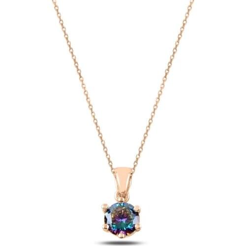 KUTAYDAN Mystic Topaz Zircon Engagement Necklace 925 Sterling Silver
