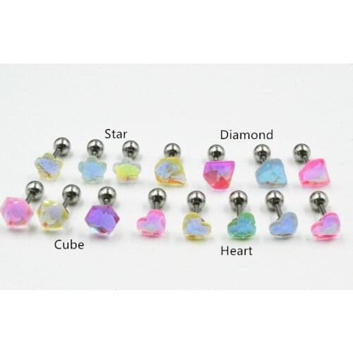 Lot100pcs Body Jewelry- Luminous Ear Studs/Earring Stainless Steel Helix Bar Upper Earring Body Piercing 16g New