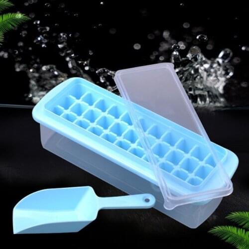 Ice Tray With Lid Shovel 33 Mini Nuggets Ice Tray Mold Creative Square Shape Ice Container Ice Cream Tools Kitchen Accessories