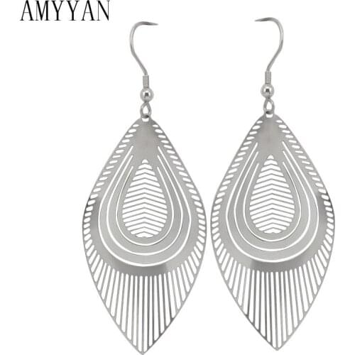 Trendy Fashion Women Drop Earrings 316l Stainless Steel Leaf Earrings African Bijoux Nickel Lead Jewelry Female Earrings