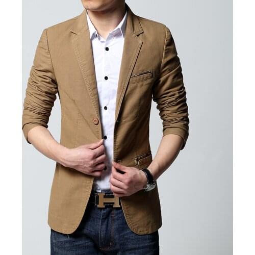 Mens casual blazer and jacket new korean fashion style 2021 black khaki brown slim fit hot sale mens jacket