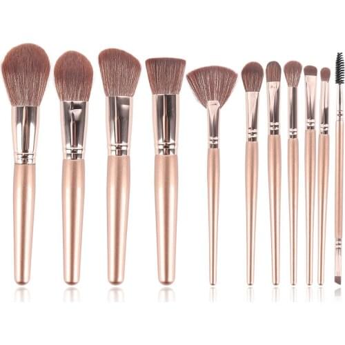 JIELI Makeup Brushes Set 11pcs/lot Wood Handle Make up Synthetic Hair Foundation/Powder/Eyelash Brush Cosmetics Beauty Tools