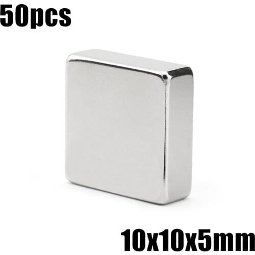 50Pcs 10x10x5 Neodymium Magnet 10*10*5 mm N35 NdFeB Block Super Powerful Strong Permanent Magnetic imanes Block