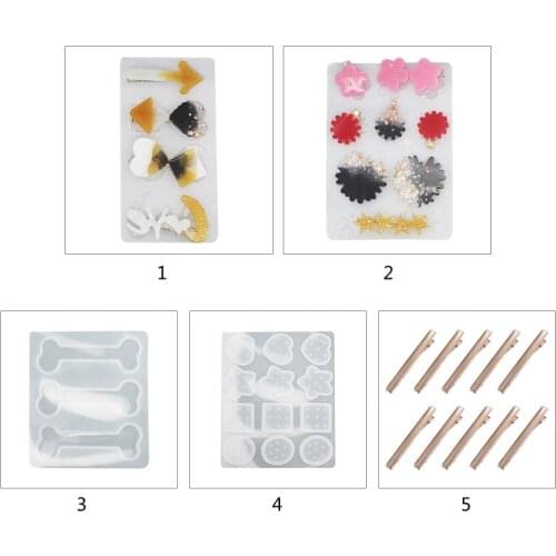 DIY Crafts Hair Pin Casting Silicone Mould Jewelry Charm Barrette Hair Clip Making Tool Crystal Epoxy Resin Mold