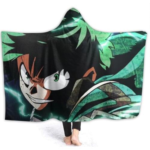 Portable warm flannel My Hero Hooded Blanket Anime Cosplay blankets for airplane travel Bedspread Wrap