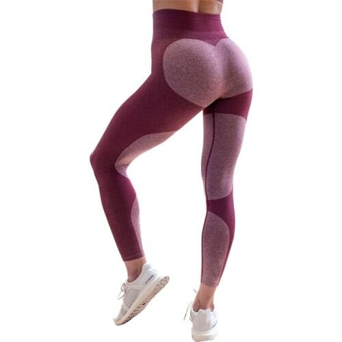 Heart Pattern Mesh Splice Sport Legging Fitness Clothing Sportswear Elastic Yoga Leggings Quick-drying Breathable Gym Pants