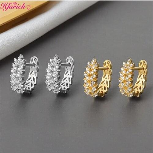 New Hot Horseshoe U Shape Hook Stud Earrings for Women Gold Silver Color Geometric Small Earrings Crystal CZ Fashion Jewelry