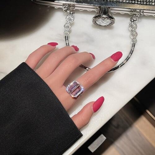 TIMEONLY Luxury Bling Bling Rhinestones Rings Black Green Color Crystal Open Rings for Women Ladies Wedding Elegant Accessories