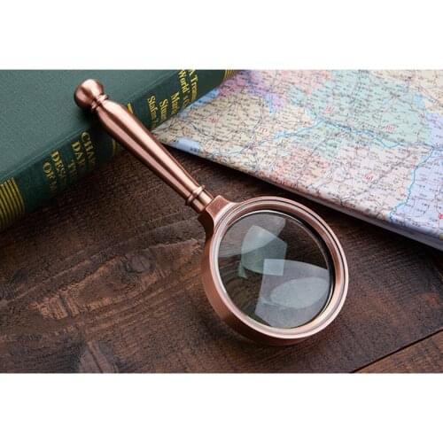Magnifying Glass 10 Times Gold Metal Frame High Precision Durable Lightweight Handheld Mirror Extensions Magnifier DO