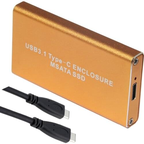 10Gb/s USB 3.1 Type-C to mSATA SSD Enclosure USB-C to mini SATA Hard Disk adapter External HDD Mobile Box