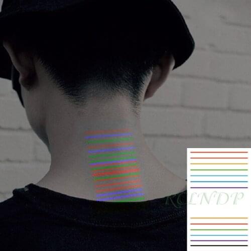 Waterproof Temporary Luminous Tatto Sticker Colored Horizontal Lines Form New Fashion Flash Tatoo Fake Tatto For Kids Women Men