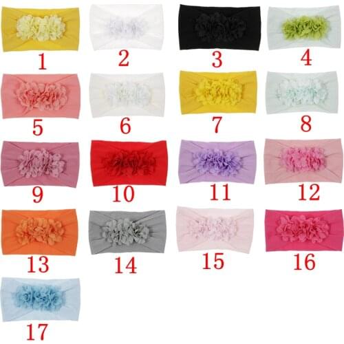 Yundfly 10pcs Chic Baby Chiffon Flower Headband Elastic Wide Nylon Floral Headwear Girls Hairband Hair Accessories