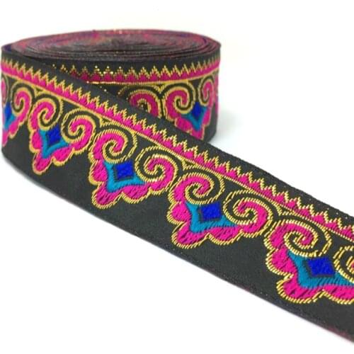 ZERZEEMOOY NEW 1-1/4" 33cm 7yard/lot single face HOT Black background metal silk geometry gorgeous cloud Woven Jacquard Ribbon