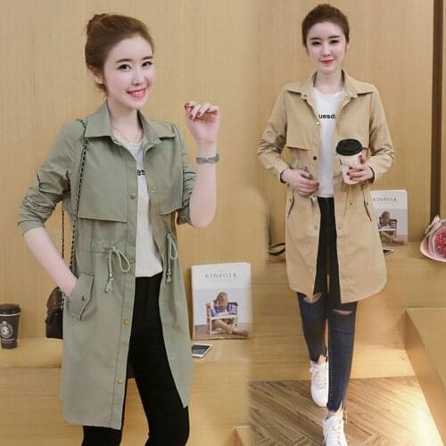 Spring 2020 Womens Plus Size Loose Thin Solid Color Long Trench Coat Female Casual Slim Turn-down Collar Shirt Tops Fall K658