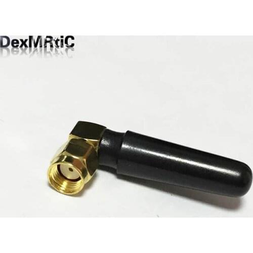 1PC New 2.4GHz 2dbi WIFI Antenna RP SMA Male plug Right Angle connector 40mm long 2400Mhz Rubber Aerial Wholesale